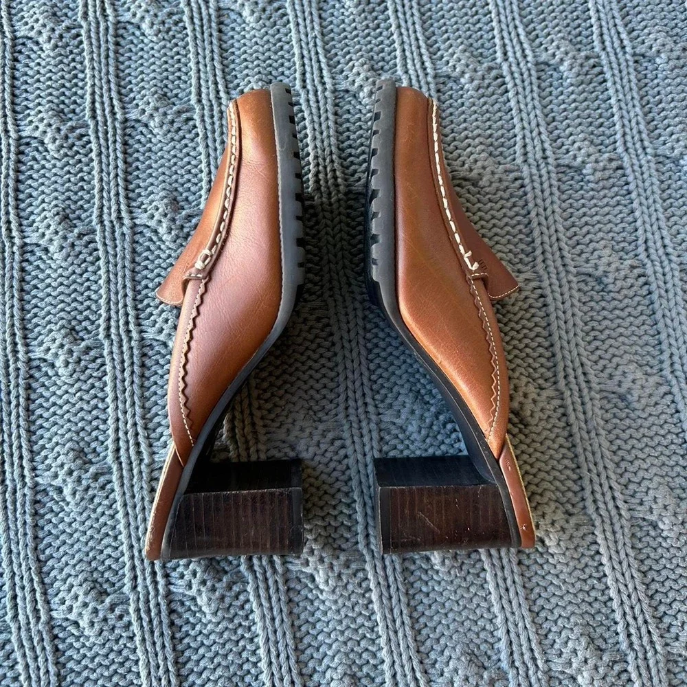 Tommy Hilfiger Brown Leather Mule Heels Size 5.5M 🤎 - Picture 4 of 8